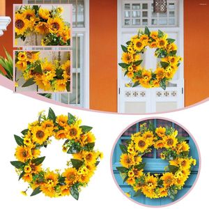 Decorative Flowers Sunflower Wreath Festival Door Decoration Half Circle Outdoor Lighted Christmas