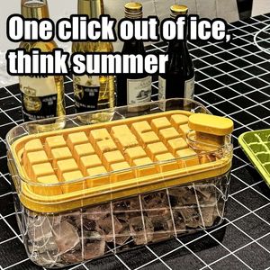 1pc, Molds & Trays, 2 Layers/64 Grids Freezer Tray with Lid, Easy Release Mold, Ice Cube Box for Refrigerated Tail, Whiskey Coffee, Kitchen Utensils, Apartment