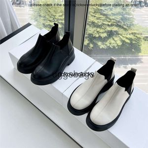 the row shoes The * soft sheepskin and ankle boots womens muffin thick sole raised small short round toe genuine leather high heel single quality