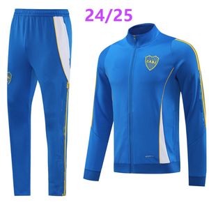 24 25 Boca Juniors Jaqueta de Tracksuit para adultos Long Zipper Men's Soccer Jacket Set, traje de treinamento de futebol de manga longa, Maradona Tevez de Rossi Treinamento