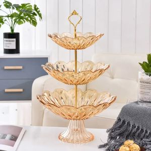 2024 2/3 Tiers Plastic Plate Fruit Bowls Dekorativa festdesserter Holder Nuts Candy Displat Stand Serving Tray for Home Party 1. För 1. För