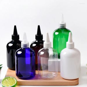 Lagringsflaskor 20 st 300 ml tom spetsig mun flytande plastbehållare 10 oz vit svart kosmetisk lotion eterisk olja med skruvlock