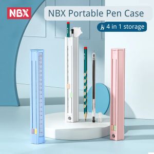 Случаи NBX Portable Pencil Case Compact Holder Box включает в себя правитель с эрастиком гелевой перо для многофункциональной школы для учащихся