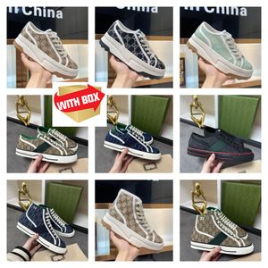 Designers 1977 Sneaker Luxurys Shoe Beige Blue Washed Jacquard Denim Women Shoes Ace Rubber Sole Brodered Vintage Casual With Box