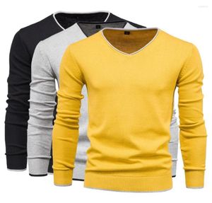 MEN039S SWEATERS MEN Herumn Pullover Vneck Pullovers Mode Cotton Solid Color Langarm Slim Navy Strickwear7063727