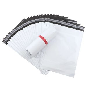 Mailers 100pcs Białe polify policy torba kurierska Express Envelope Storage Torby