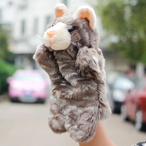 Graue Katze Plüschtier Handpuppe Puppe Vorschulkinder Eltern-Kind-Spielzeug für Babys 240328