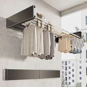 Вешалки невидимые выдвижные сушивые стойки Складная одежда вешалка для ванной комнаты полотенце, установленное на крытом балконе