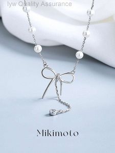 Designer Mikimoto Halsband Pearl Necklace Halsband Kvinnor Bow Light Luxury Small and Unique Tianakoya Collar Chain Fashionabla och personlig