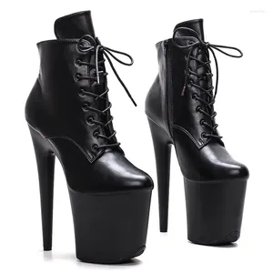 Dance Shoes LAIJIANJINXIA 20CM/8Inch Matte PU Upper Women's Platform Party High Heels Modern Ankle Boots Pole 089