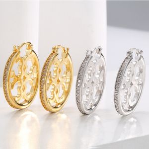 Hoop Huggie Carved Hoop Earrings with Crystal Paved Metallic Jewelries for Women