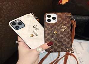 Designers iPhone -fodral för 14 Pro Max Leather Phone Case 11 Crossbody Lanyard 13 Insert Card 12 Pro Max Coin Card Case Good Nice5954750