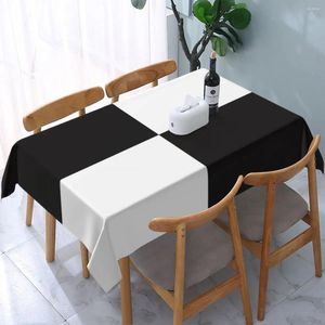 Table Cloth Rectangular Black White Geometric Checkerboard Waterproof Tablecloth 40"-44" Cover Backed With Elastic Edge