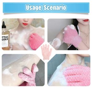 Exfolierande handskar Back Scrub Dead Skin Facial Massage Glove Sponge Wash Skin Fuktande spa Deep Cleaning Badrum Tillbehör