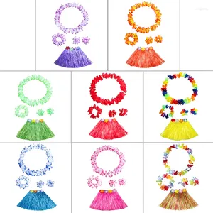 Dekorative Blumen 1 Set Kids/Girls Hawaiian Luau Gras Hula Hawaiian-Stil Anzug Blütenrock für Partys Balls Festivals und