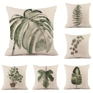 Pillow Chinese Ink Leaves Linen Cover Cute Chair Sofa Bed Car Room Home Decor Wholesale MF336