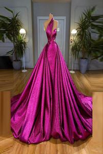 자홍색 무도회 드레스 1 어깨 컷 어웨이 측면 반짝이는 오버 스커트 이브닝 드레스 긴 맞춤형 유명인 레드 카펫 로브 드 콕 9397382