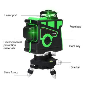 With Tripod 360 Horizontal And Vertical Cross Super Powerful Green Laser Level 3D Level Self-Leveling 12 Lines