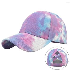 Caps de bola 2024 verão feminino Baseball Cap moda tie-dye Snapback Hat vintage Lavagem de algodão unissex Hip Sun Casquette