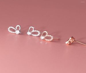 Studörhängen 925 Sterling Silver for Women Girl Kids CZ Zircon Crystal Heart Earings Korean Style Fashion Jewelry Drop4566031