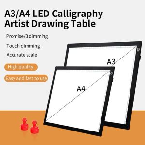 Tabletki Ultrathin A3 A4 LED Caligrafii Podkładka rysunkowa mocna ssakowa tablica kopiowania magnetyczna LED Table DIY Tablet graficzny