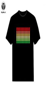 Ruelk 2018 Sound Sound Activated LED Tシャツライト上下に点滅するイコライザーEL TシャツのロックディスコパーティーDJ Tシャツ11904380