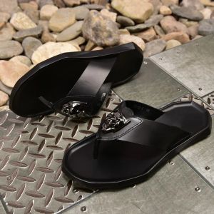 Sandálias Black Flops Sandálias de Summer Beach para homens Novo Hot 2018 Macho Size Male EURO 3846