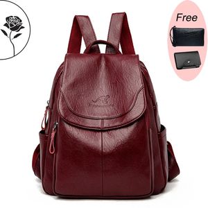 Moda Women Backpack Designer de luxo Ladies Antitheft Soft Leather School School School Travel Mochila 240323