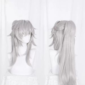 L-email wig Synthetic Hair Game Honkai: Star Rail Jing Yuan Cosplay Wig Silver Gray Silicone Cosplay Wigs Heat Resistant Wig