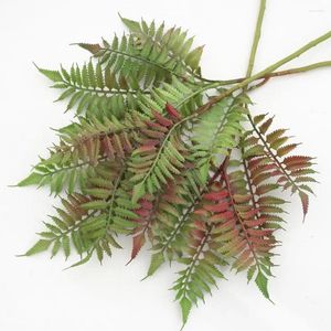 Dekorative Blumen 5pcs Simulierte Pteris Blattpflanzen realistische Innendekoration Zierköpfige grünes Kunststoff -Home -Dekoration