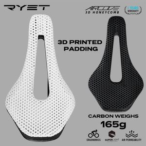 Ryet Full Carbon 3D Printed Saddle Ultralight Hollow Courfort BreseableMTB Road Racing Bike Cycling Seat Bicycle Accessory 240319
