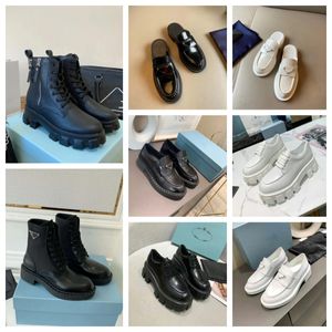 2024 Top Designer poliertes Leder Martin Motorradstiefel Chelsea -Knöchel Vollkorn Leder Elastizität Plattform Frauen Schwarze weiße Außenstiefel Flachstiefel