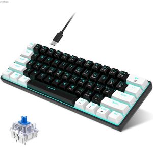Keyboards HXSJ V900 RGB mechanical keyboard 61 key gaming keyboard blue switch durable and compact various lighting modes keyboardL2404
