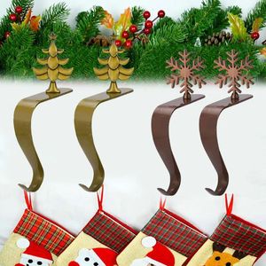 Hooks 2pc Mantel Shelf Weihnachtsstrumpfhalter Kamin Haken Geschenktüte Socken Dekorative Hanges Weihnachtsbaum Ornament