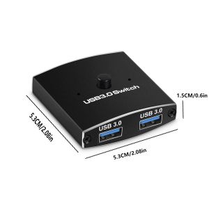 USB 3.0 Switch Selector KVM Switch 5Gbps 2 in 1 Out USB Switch USB3.0 Two-Way Sharer for Printer Keyboard Mouse Sharing