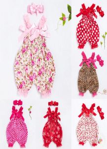 Noworodka Rompers Baby Bloomers Floral Baby Girls Szorty Ubrania opaski na głowę Zestawy pieluszki dla niemowląt szorty marszki krótkie dziecko3919731