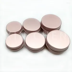Lagringsflaskor Rose Gold Aluminium Cream Jar Pot Nail Art Makeup Lip Gloss Packing Empty Metal Cosmetic Tins Container 10st/Pack 10G 15G