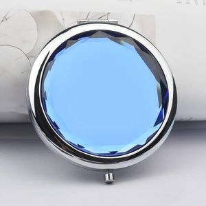 2024 1pc Luxury Crystal Makeup Mirror Portable Rund Vikta kompakta speglar Guld Silverfickspegel som kompenserar för personlig gåva 1. För