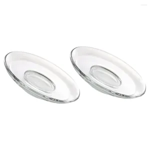 Cups Saucers 2pcs Tea Party Glass Saucer Plate Disposable Serving Tray Round Fruit Dish Coffee For Home