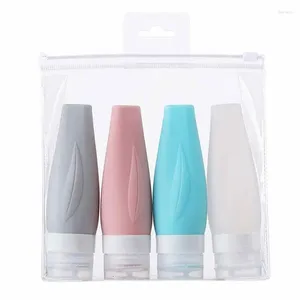 Lagringsflaskor Travel för toalettartiklar 4st Silicone Squeezable Tubes Leak Proof Refillable Shampoo Containers Business