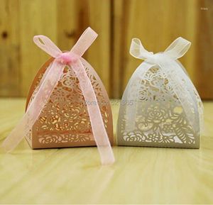 Gift Wrap Wholesale 2000pcs/lot Rose Hollow Laser Wedding Candy Box Favor Party Chocolate Bag Birthday Supply Decoratons