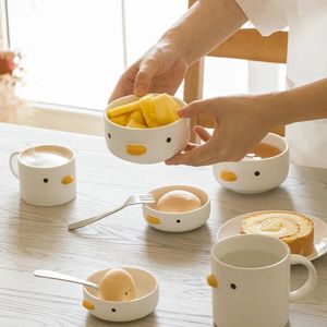 Wine Glasses Chick Ceramic Coffee Mug Cute Microwave Safe Plate And Bowl Set Juice Milk Tea Water Cup Home Office Kitchen Drinking