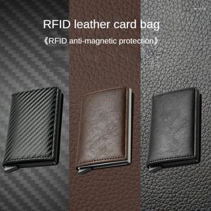 Bolsas de armazenamento RFID Aluminium Men Wallet Titulares de cartões de carbono Business Business Busine