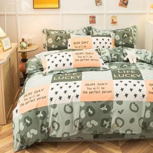 Bedding Sets Soft Set Nordic Washed Cotton 25 Colors Comforter Duvet Cover Flat Sheet Pillowcase Kids Home Textile Bed Linen