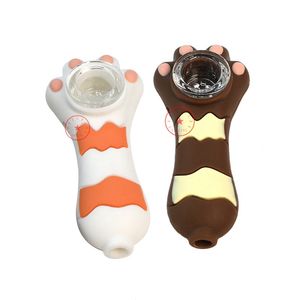 Novo estilo colorido pata de gato silicone tubos de mão portátil inovadora herb tabaco plata