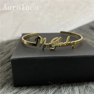 Bracciali aurolaco Nome nome targa personalizzata Bracciale personalizzato braccialetti personalizzati donne uomini digi in acciaio inossidabile in oro rosa