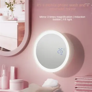 Liquid Soap Dispenser Led Fill Light Low Energy Wall-mounted High Definition Magnifying Glass Efficient Motor Mute Makeup Mirror