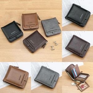 Brieftaschen Multi-Position 3 Falten tragbare langlebige Leder männliche Geldbörse ID Badge Holder Kartentasche Tasche Reisen