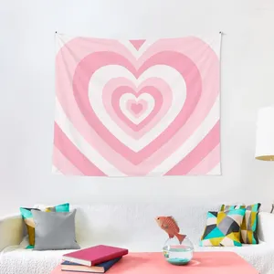 Tapissries Pink Hearts Tapestry Estetic Room Decor Korean Söt för på väggen