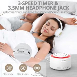 Weißer Rauschmaschine mit 30 beruhigenden Sounds 30 Level Lautstärkerem Speicherfunktion von Battery Sleep Sound Machine für Babykinder betrieben